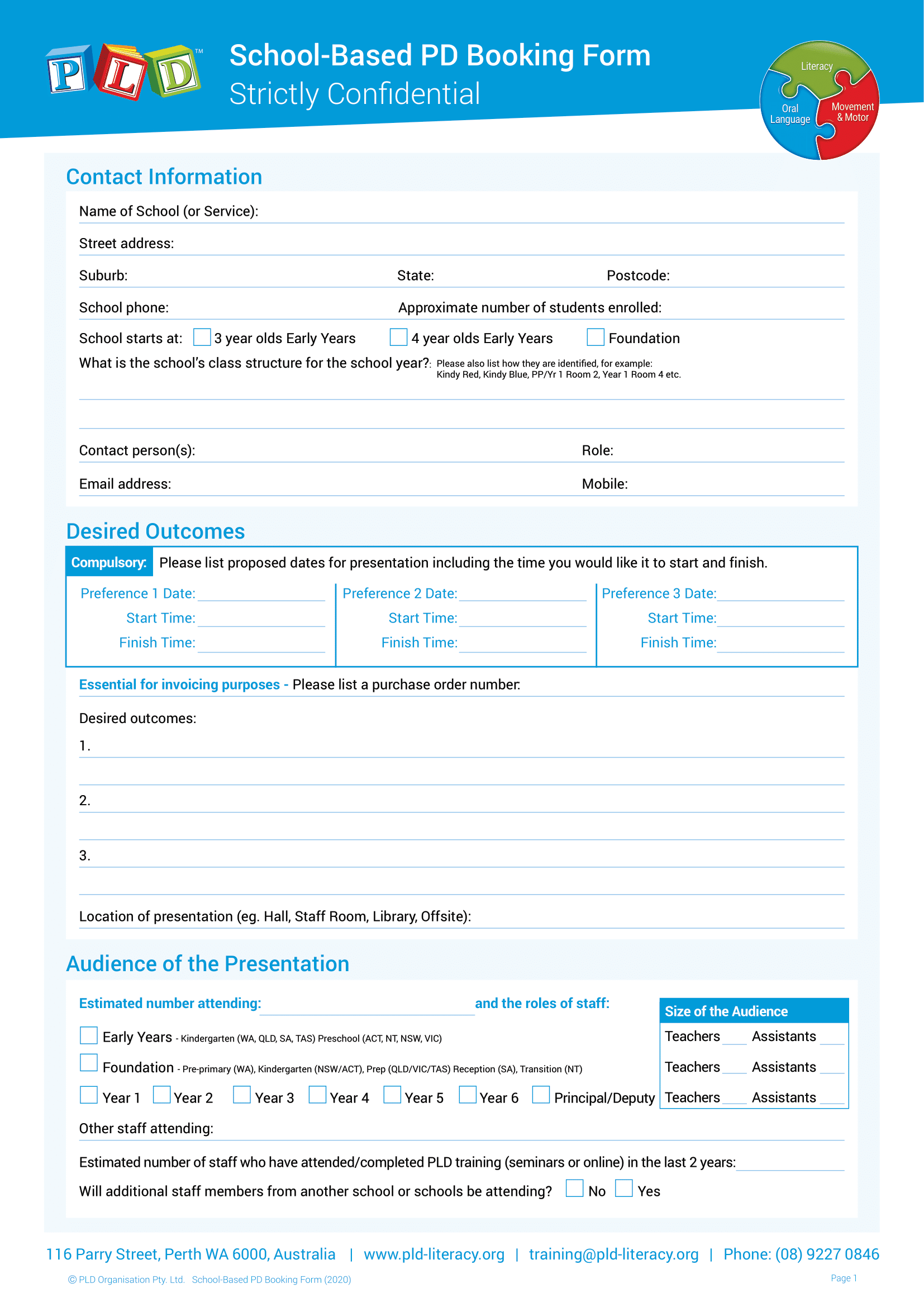 School-based Professional Development Booking Form