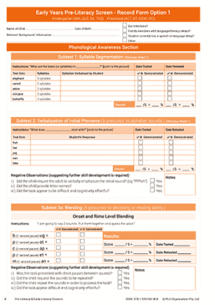 Early Years Pre-Literacy Screening