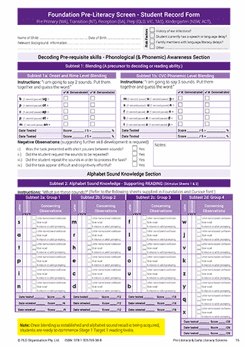 Foundation Pre-Literacy Screen