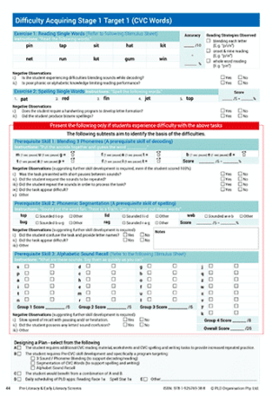 Assessments for Students Experiencing Difficulty Within Stage 1 Targets 1, 2 & 3