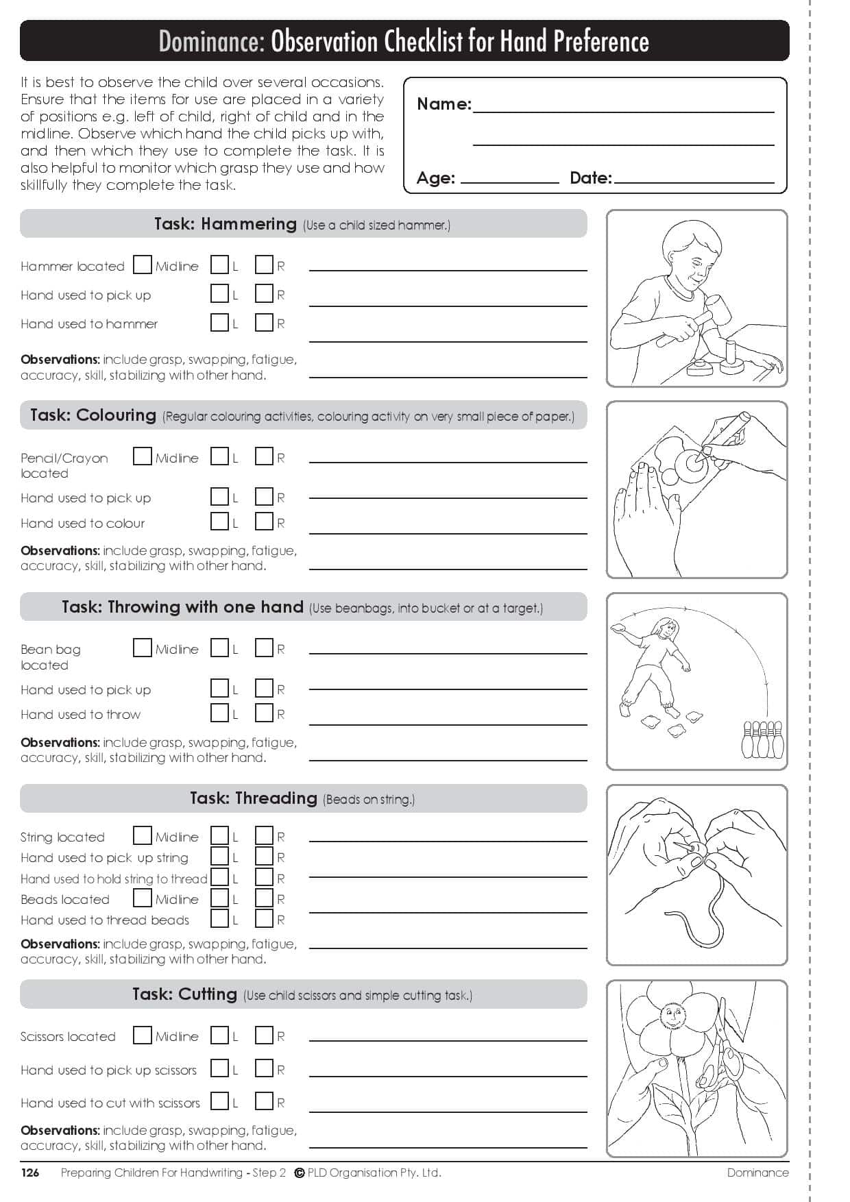 Observation Checklist for Hand Preference