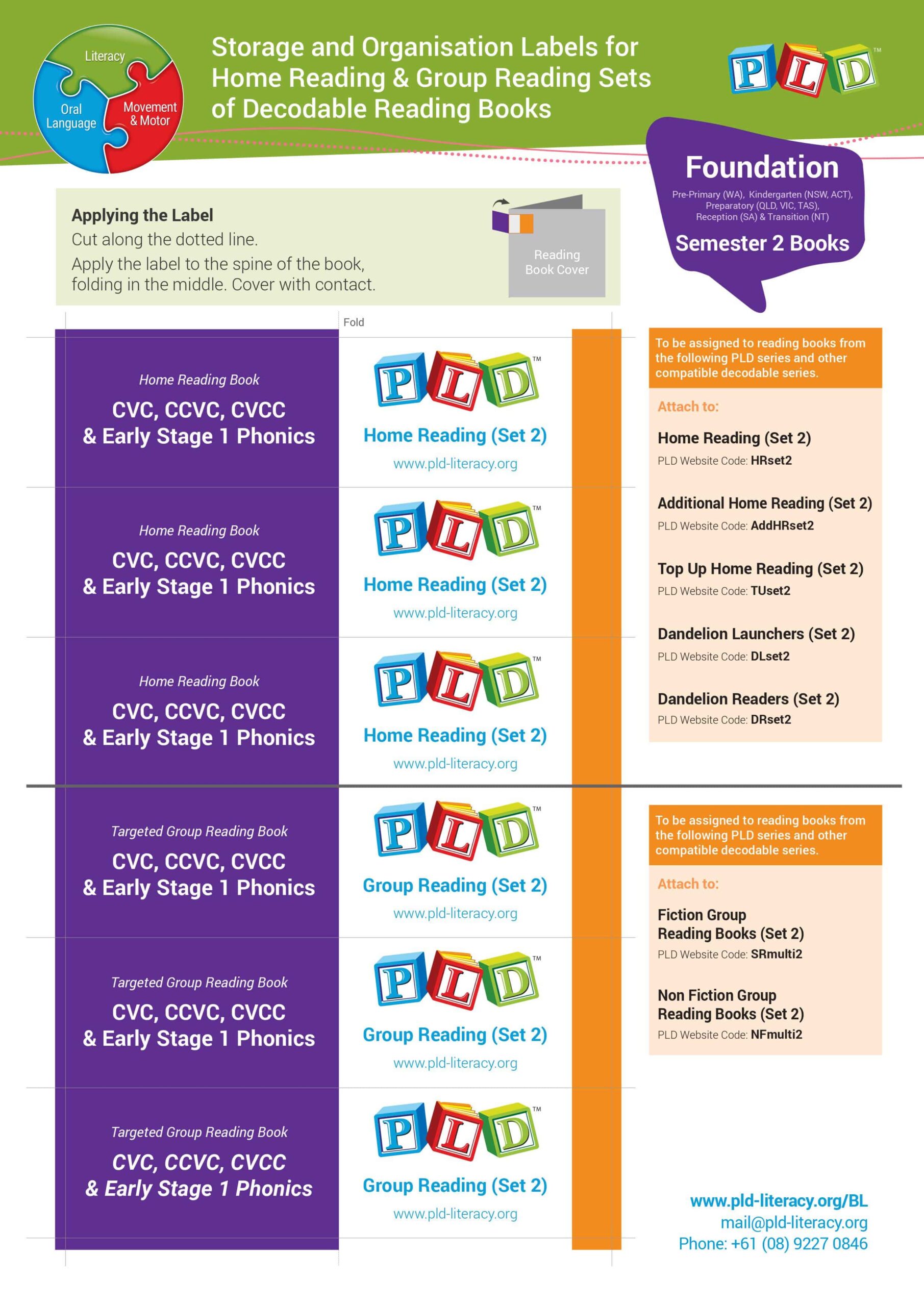 Foundation – Semester 2 – Storage & Organisation Labels for Decodable Reading Books