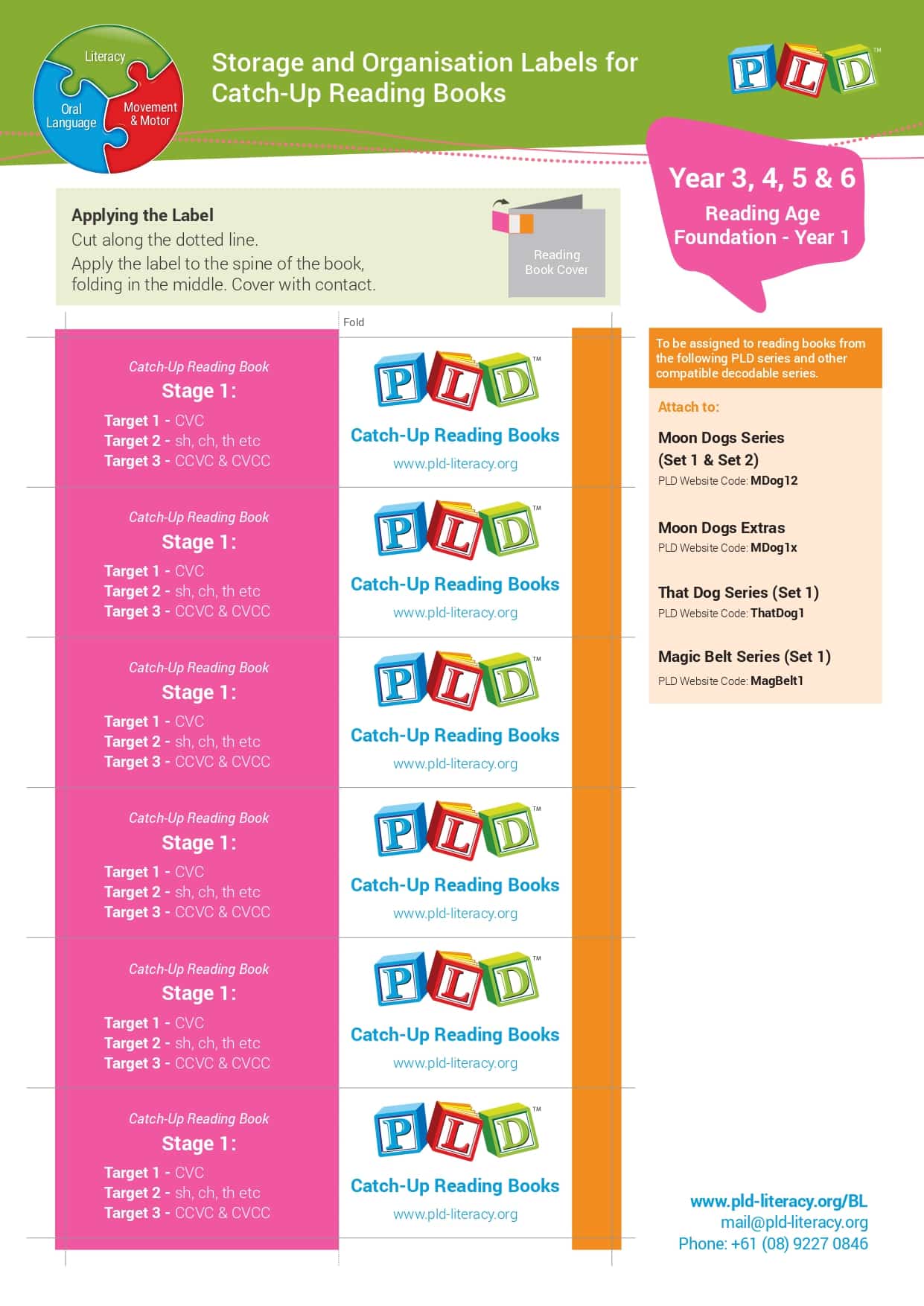 Years 3 - 6 – Catch Up Middle & Upper Reading Books – Storage & Organisation Labels for Decodable Reading Books