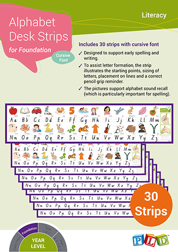Alphabet Desk Strips (Cursive Font)