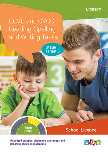CCVC and CVCC Reading, Spelling and Writing Tasks - Stage 1 - Target 3